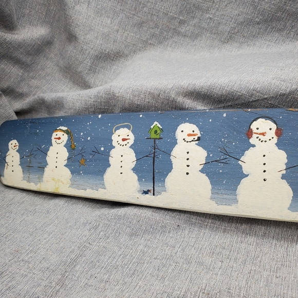 Handpainted Folkart Snowmen Wall Decor - Picture 2 of 10